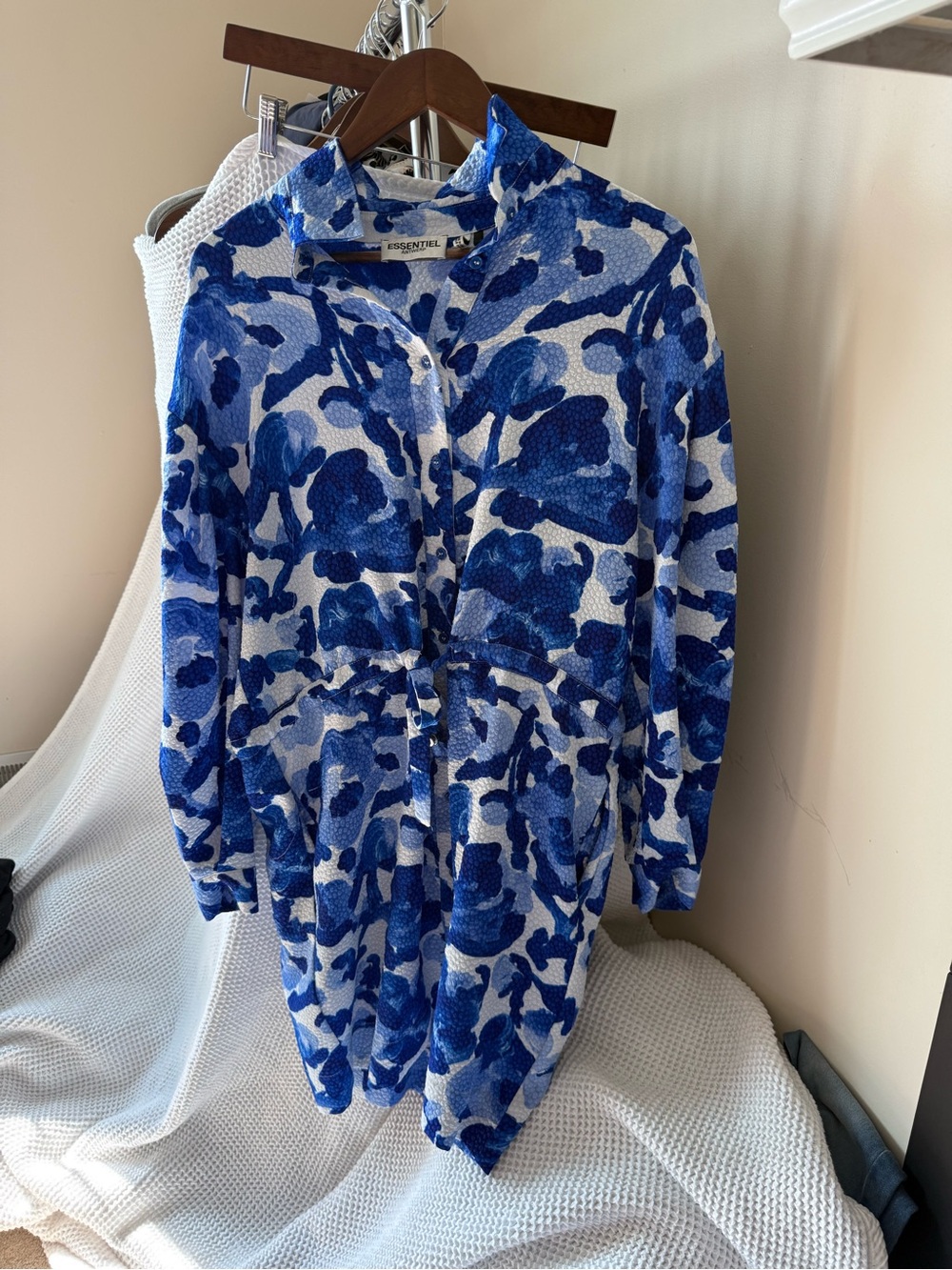 Blue Floral Zip-Front Dress Jacket